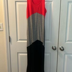 Xhilaration Red, Gray, and Black Maxi Dress